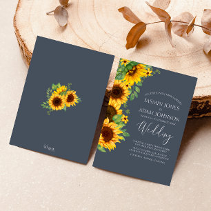 Invitation Russe Royal Blue Opulence Sunflower Boho Mariage