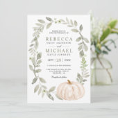 Invitation Russe Sage Vert Feuille Blanc Citrouille Mariage (Debout devant)