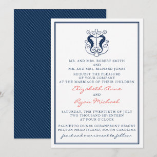 Invitation Russe Seahorse - Marine et Coral