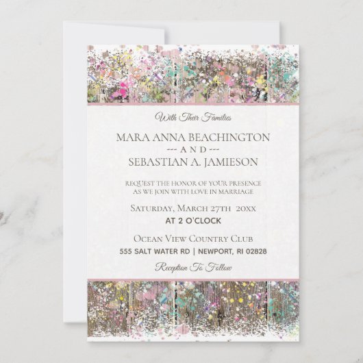 Invitation *~* Russe Shabby Rainbow Distressed Wood (Devant)