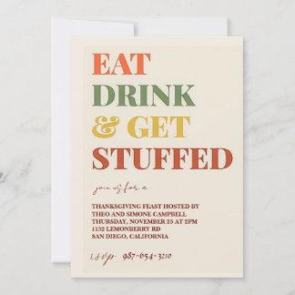 Invitation Russe Simple Thanksgiving Dîner Fête Invi