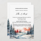 Invitation Russe Snowy Winter Forest Sunset Mariage (Devant / Derrière)