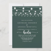 Invitation Russe String lights Mariage espagnol vert (Devant)