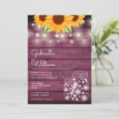 Invitation Russe String Lights Sunflower Mason Jars Mariage (Debout devant)