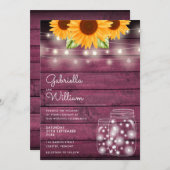 Invitation Russe String Lights Sunflower Mason Jars Mariage (Devant / Derrière)