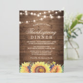 Invitation Russe String Lights Tournesol Thanksgiving Dîner (Debout devant)