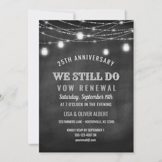 Invitation Russe String Lumières Mason Jar Vow Renouvellement (Devant)