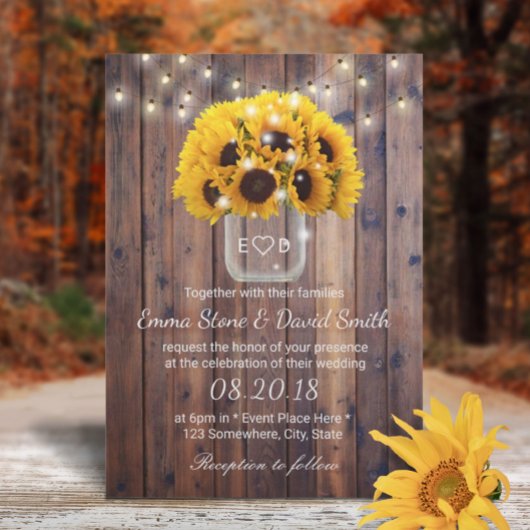 Invitation Russe Sunflower Jar Éclairage Barre Mariage