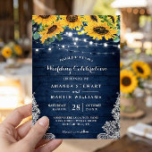 Invitation Russe Sunflower Navy Bleu String Mariage