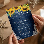 Invitation Russe Sunflower Navy Bleu String Mariage