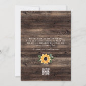 Invitation Russe Sunflower Wood QR Code RSVP Mariage (Dos)