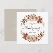 Invitation Russe Taupe Automne Floral Thanksgiving Dîner (Devant / Derrière)