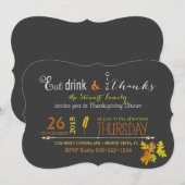 Invitation Russe Thanksgiving Diner Automne Chalkboard (Devant / Derrière)