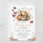 Invitation Russe Thanksgiving Dîner Automne Citrouille Potluc (Devant)