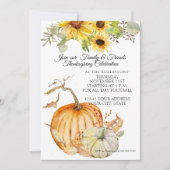 Invitation Russe Thanksgiving Fall Sunflowers Leaf in Citroui (Devant)
