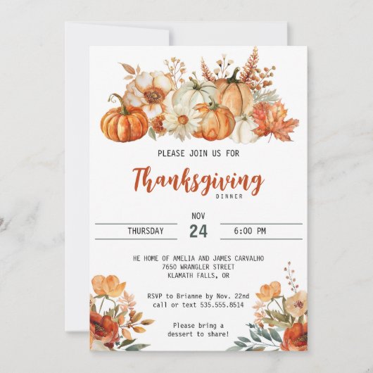 Invitation Russe Thanksgiving Friendsgiving fête d'automne (Devant)