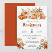Invitation Russe Thanksgiving Friendsgiving fête d'automne (Devant / Derrière)