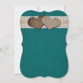 Invitation Russe Turquoise Burlap Lace Mariage tournesol (Dos)