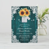 Invitation Russe Turquoise dentelle Mason Jar Mariage tournes (Debout devant)