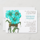 Invitation Russe Turquoise Mint Floral Mason Jar Mariage (Devant)