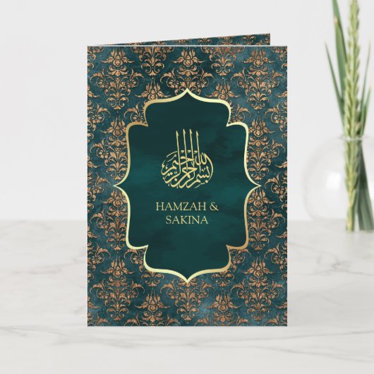 Invitation Russe Turquoise or Damask Mariage musulman (Devant)