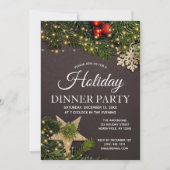 Invitation Russe Vacances d'hiver Lumières Pine Dîner (Devant)