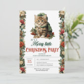 Invitation Russe vert et or élégant chat de Noël (Debout devant)