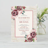 Invitation Russe Vintage Bourgogne Blush Rose photo Mariage (Debout devant)