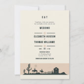 Invitation Russe Vintage Cowboy Mariage Barn Cactus Désert (Devant)