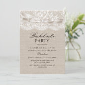 Invitation Russe Vintage Lace Burlap Bachelorette Party (Debout devant)