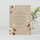 Invitation Russe Vintage sec fleur sauvage Bourgogne Mariage (Debout devant)