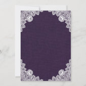 Invitation Russe violet Burlap dentelle Hydrangea Mariage (Dos)