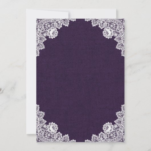 Invitation Russe violet Burlap dentelle Hydrangea Mariage (Dos)