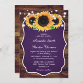 Invitation Russe violet et Mariage de tournesol (Devant / Derrière)