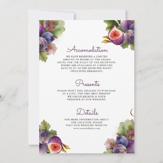 Invitation Russe violet Fig Mason Jar Tout en un Mariage (Dos)