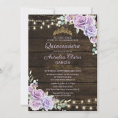 Invitation Russe violet Floral Enchantée Forêt Quinceanera (Devant)