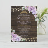 Invitation Russe violet Floral Enchantée Forêt Quinceanera (Debout devant)
