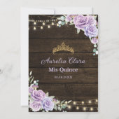 Invitation Russe violet Floral Enchantée Forêt Quinceanera (Dos)