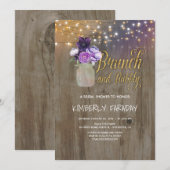 Invitation Russe violet Floral Mason Jar Fête des mariées (Devant / Derrière)