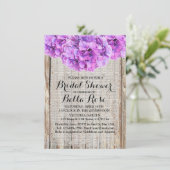 Invitation Russe violet hydrangée douche nuptiale ph1 (Debout devant)