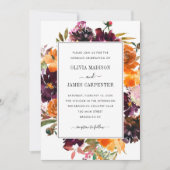 Invitation Russe violet jaune Bourgogne Mariage de automne fl (Devant)