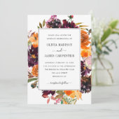 Invitation Russe violet jaune Bourgogne Mariage de automne fl (Debout devant)