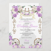 Invitation Russe violet Occidental Charro Femme Quinceañera (Devant / Derrière)