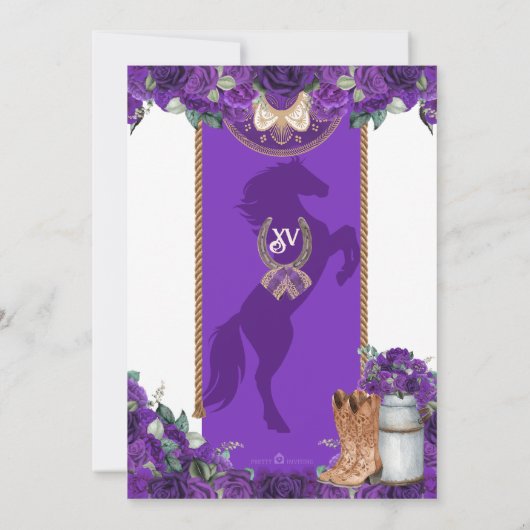 Invitation Russe violet violet occidental Charro Quinceañera (Dos)