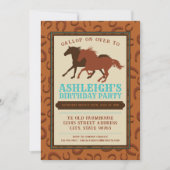 Invitation Russe Western Cowboy Cheval Brown Anniversaire (Devant)