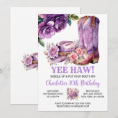 Invitation Russe Western Cowgirl fête d'anniversaire (Devant / Derrière)