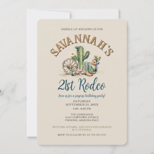 Invitation Russe Western Cowgirl Rodeo fête d'anniversaire (Devant)