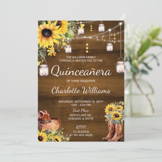 Invitation Russe Western Quinceañera fête d'anniversaire (Debout devant)