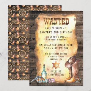 Invitation Russe Western Rodeo Cowboy fête d'anniversaire