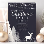 Invitation Russe Winter Deer Woodland Blue Christmas Party<br><div class="desc">Invitation vos invités à une fête de vacances magique avec cette invitation rustique de Noël de cerfs de bois d'hiver. Dotée d'une scène boisée sereine avec un cerf majestueux contre un arrière - plan bleu profond, cette conception est parfaite pour un rassemblement festif. Les élégants flocons de neige et les...</div>